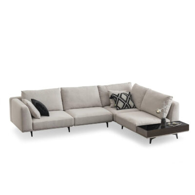 white modular sectional sofa 4 seater with attached coffee table