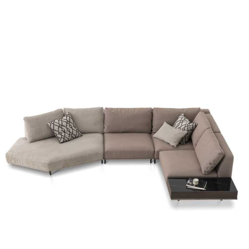 loft modular sofa in cream fabric and leather with a coffee table module option 47