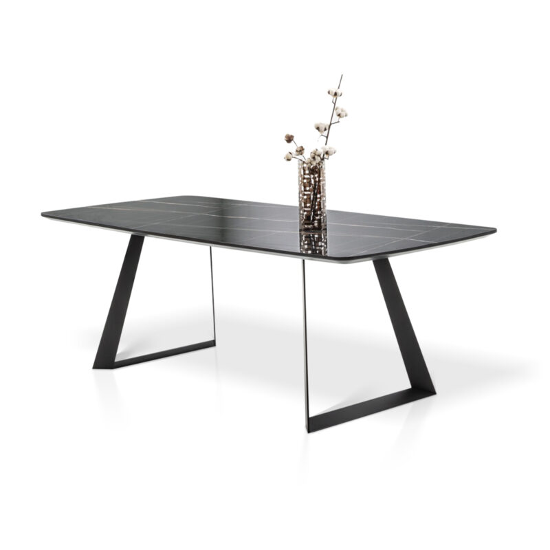toronto black marble rectangular modern design dining table with metal legs