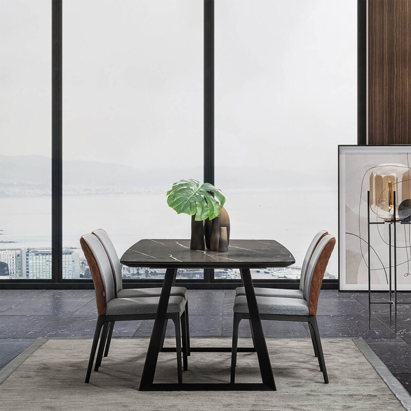 toronto black marble rectangular modern design dining set