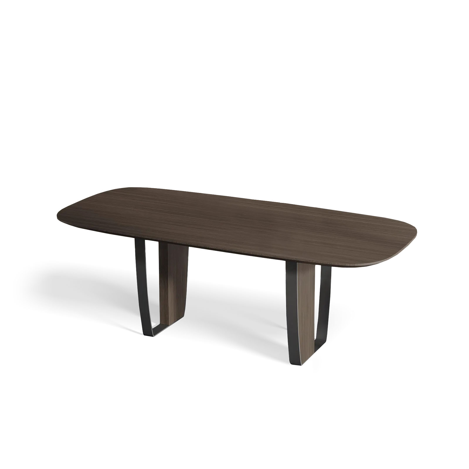 Barcelona Dining Table with black matte metal legs and engineered wood top