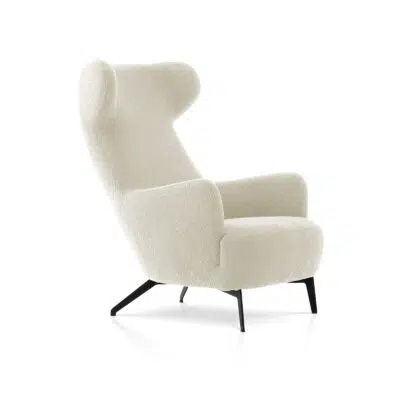 Fauteuil moderne en boucle blanche sur fond blanc, conçu par LEOPARD Furniture, Canada, ajout élégant pour intérieur luxueux.