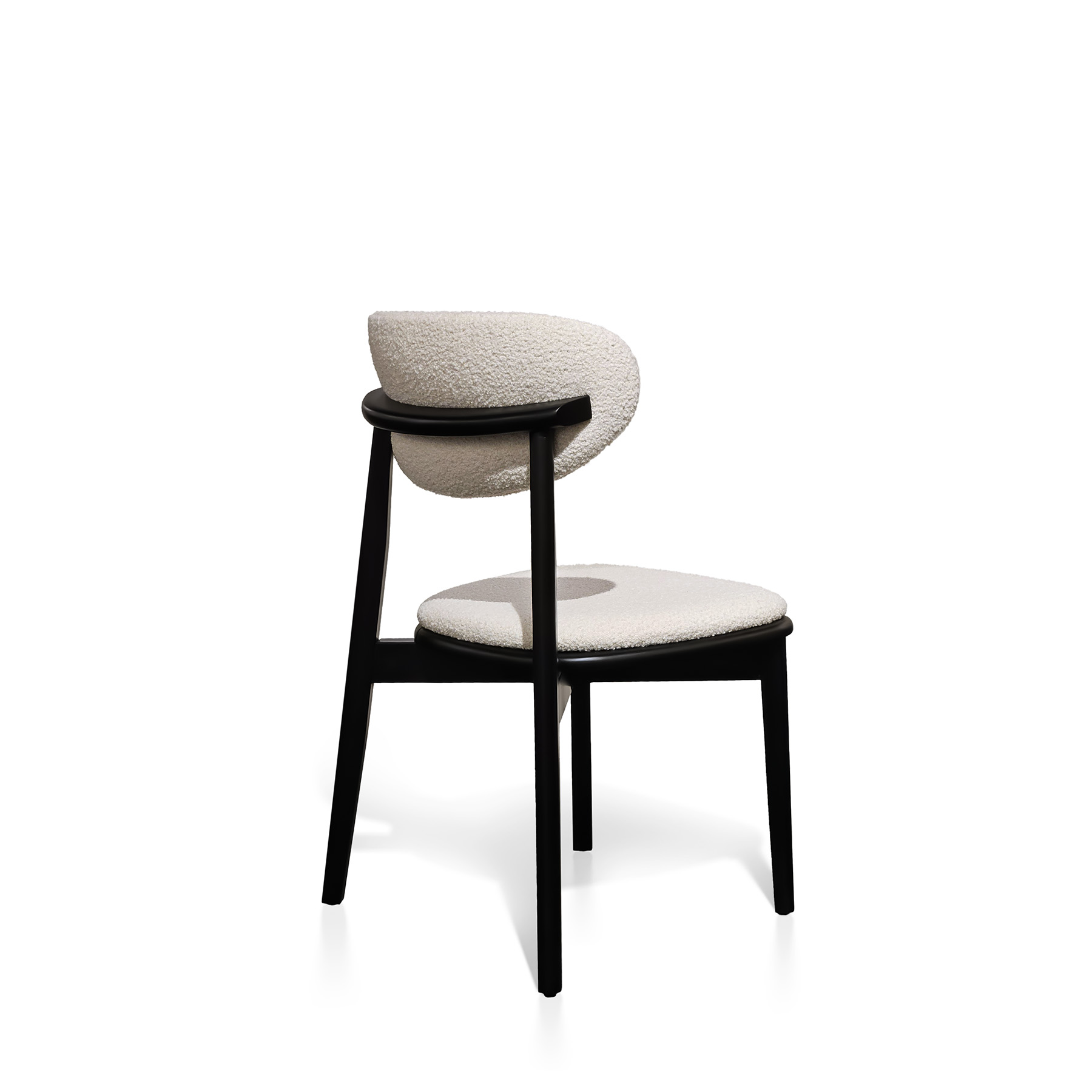 modern high end white dining chair with black wooden legs