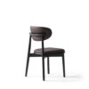 mid-century modern design dining chair in black leather back view