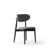 mid-century design dining chair in dark gray boucle fabric overall view
