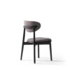 mid-century design dining chair in dark gray boucle fabric back view