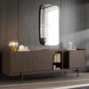 Barcelona Console Table with Mirror - Black Matt Metal and Engineered Wood