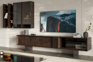 large contemporary tv stand heritage designed with wood metal and glass