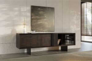 contemporary high end smoked oak side board table