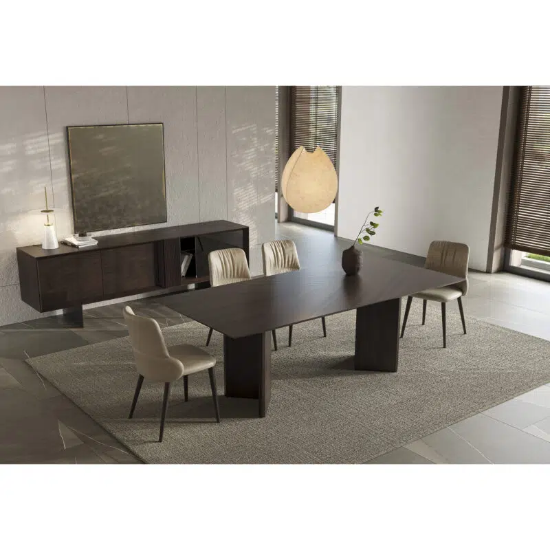 durable heritage dining table smoked oak color durable in a contemporary dining room set with heritage sideboard table