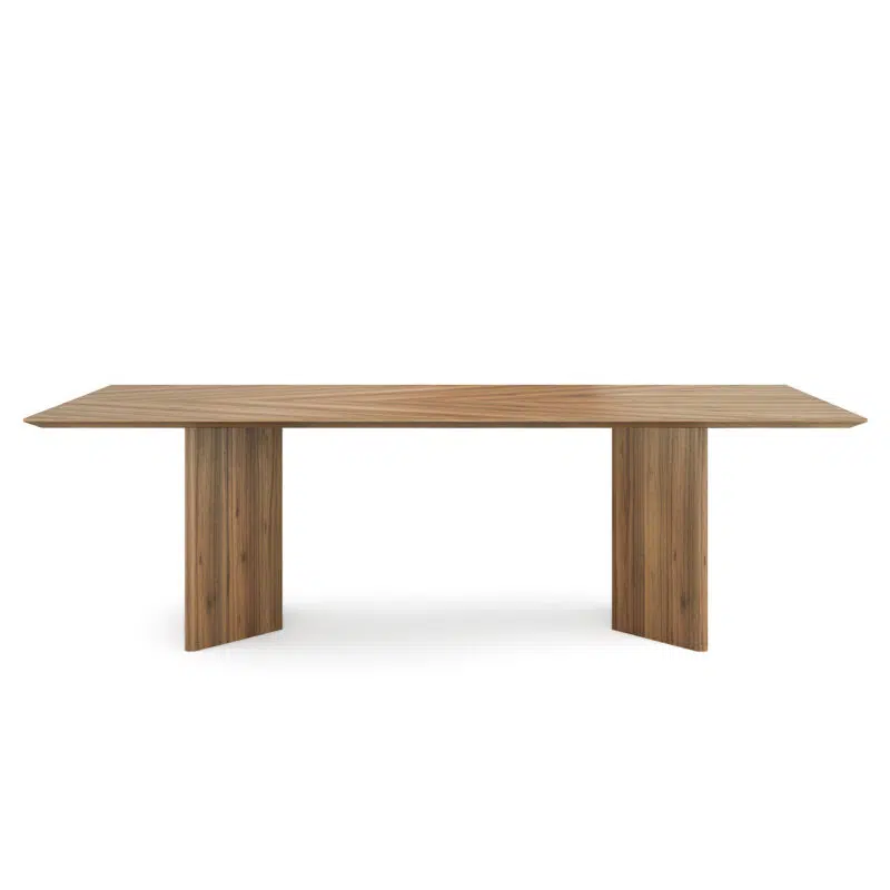 Table de salle à manger moderne et élégante en bois sur fond blanc de LEOPARD Furniture, Canada. Salle à manger élégante et haut de gamme.