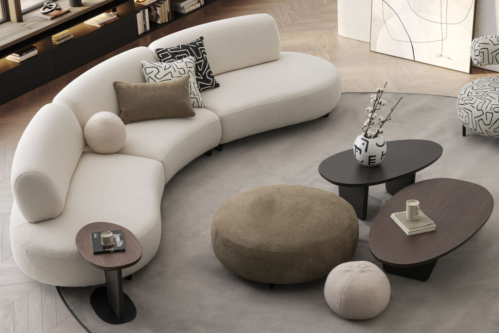 Large Round Ottoman Bon bon | Cute design | LEOPARD Furniture