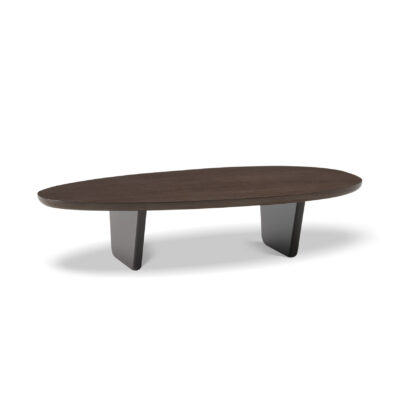 Grande table basse Barcelona avec des pieds gris et un plateau en bois spécial