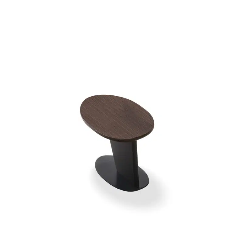 Barcelona Side Table with a gray leg and a special wood color top