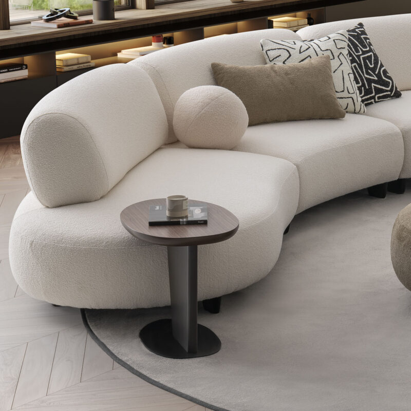 Versatile placement options with the Barcelona Side Table over bon bon sofa