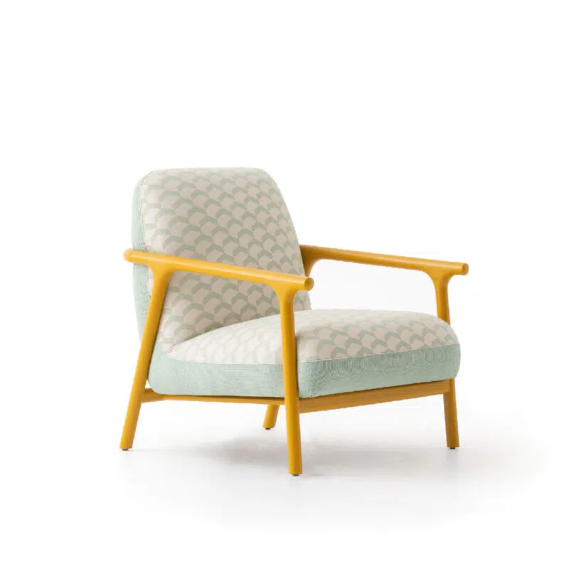 Charmant fauteuil Boboli Tofita - Design mignon, accents en bois jaune