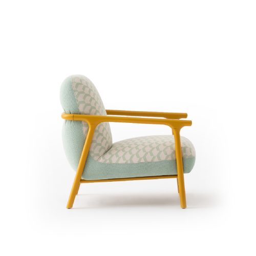 Charmant fauteuil Boboli Tofita - Design mignon, accents en bois jaune