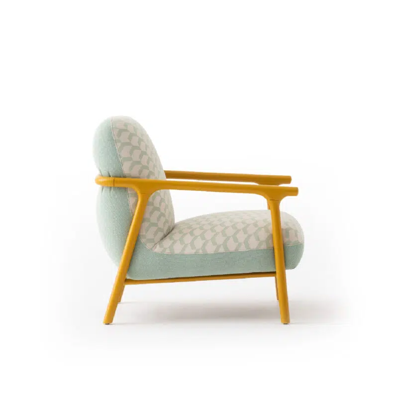 Charmant fauteuil Boboli Tofita - Design mignon, accents en bois jaune