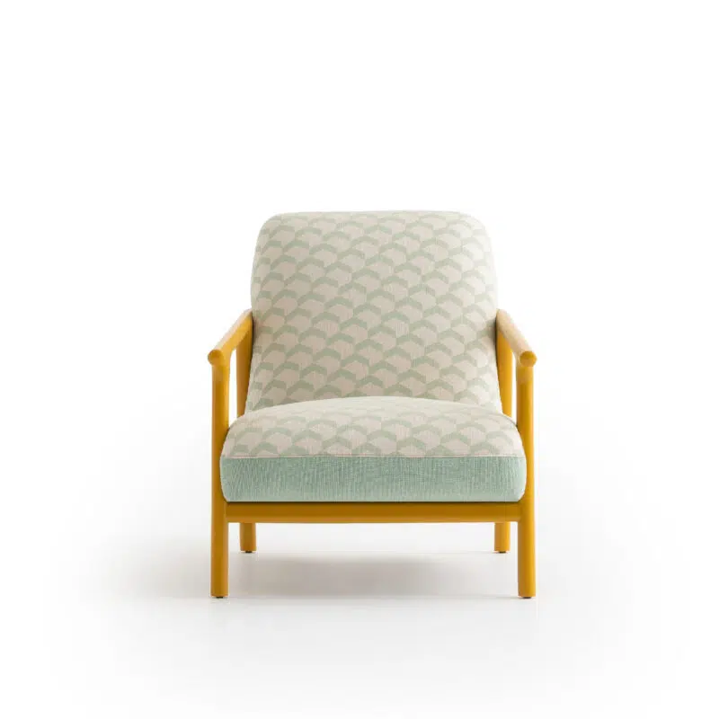 Charmant fauteuil Boboli Tofita - Design mignon, accents en bois jaune