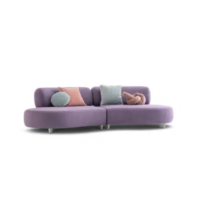 Sofa moderne lilas avec coussins colorés sur fond blanc par LEOPARD Furniture, design haut de gamme Canada.