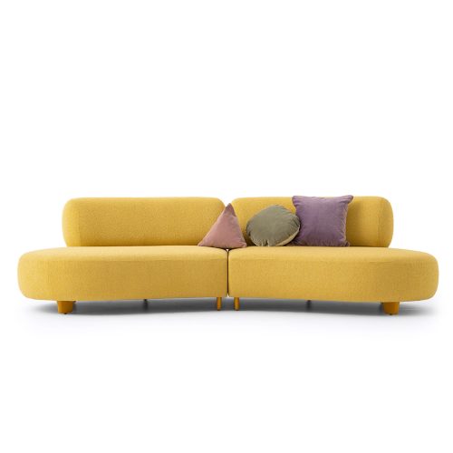 yellow bon bon curved modular sofa