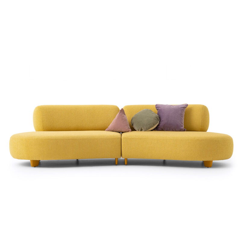 yellow bon bon curved modular sofa