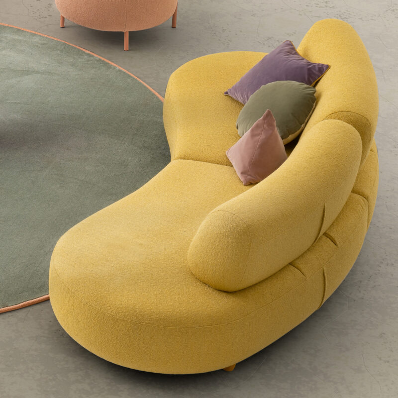 bon bon modular sofa in yellow fabric and yellow legs