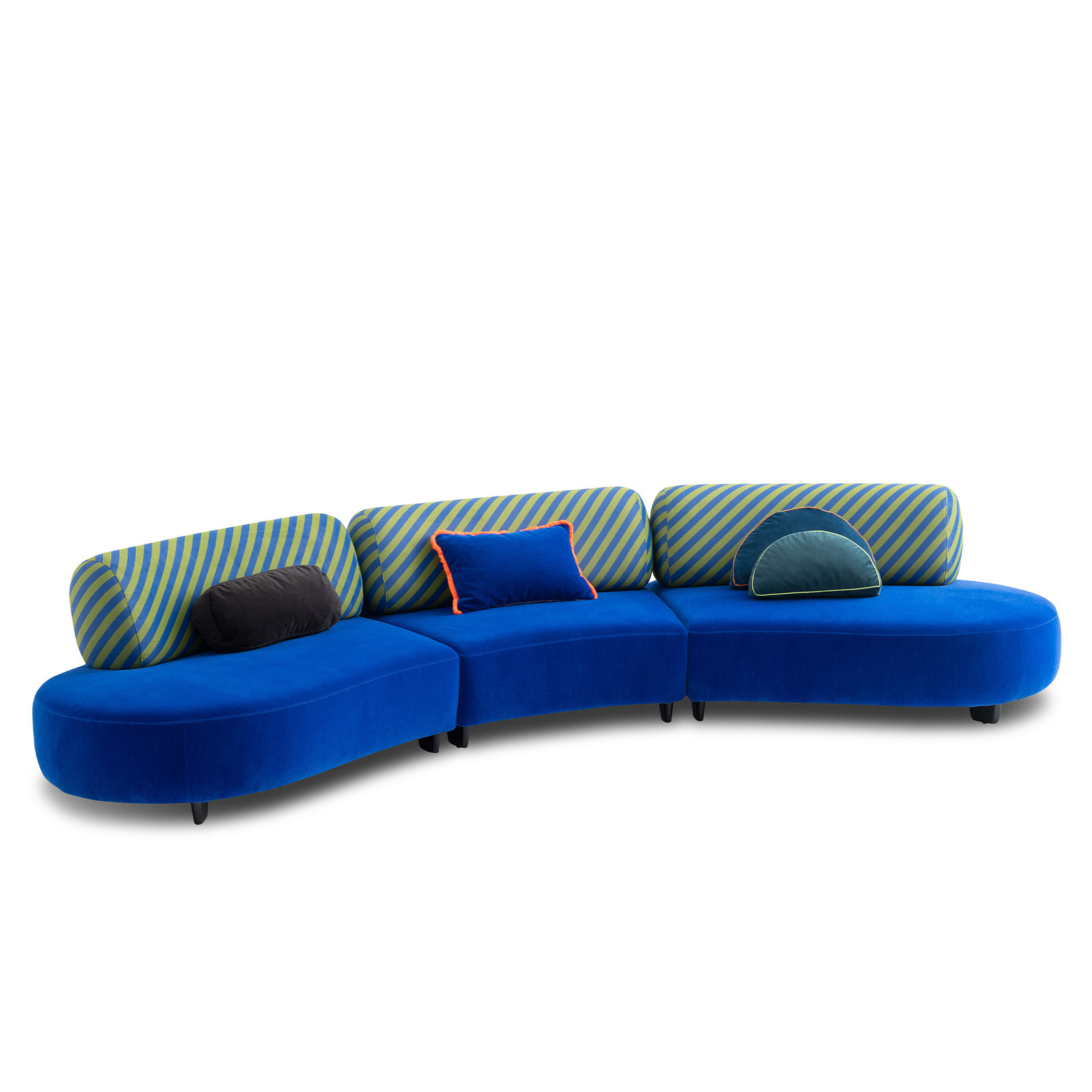 dark blue velvet sofa curved design modular