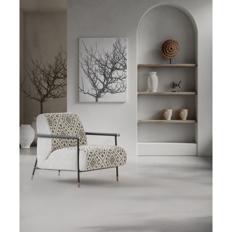 Ethnic-inspired fabric of the Nice Accent Chair Kilis, adding cultural richness to the design