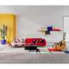 modrian style with bold colors living room