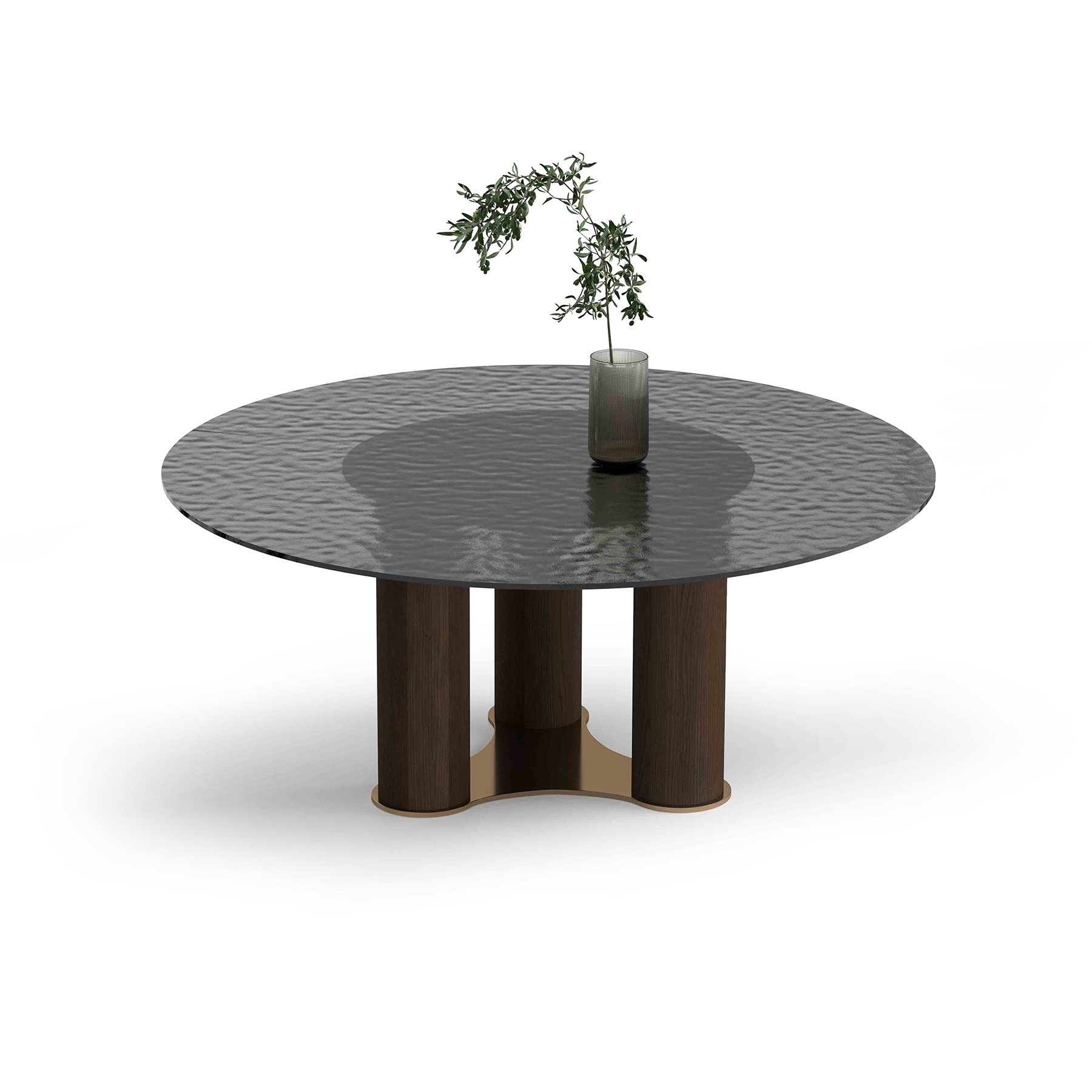 round luxury dining table with special unique glass top