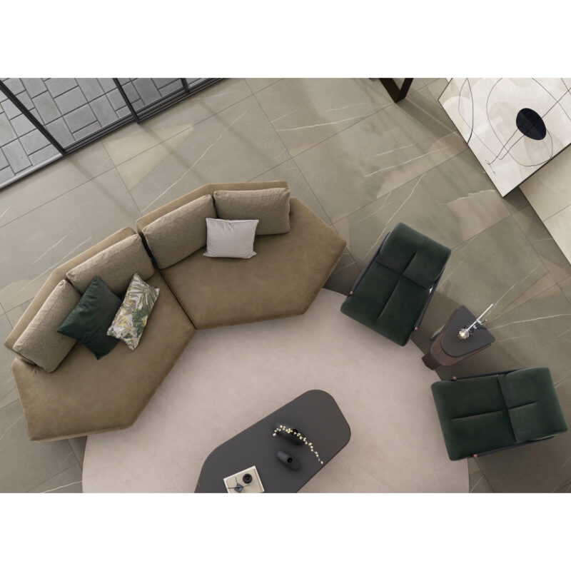 top view modern loft coffee table with loft side table in a modern living room setup