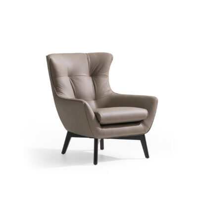 gray leather maserati armchair very comfortable overall view on a white background