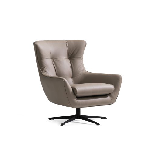 fauteuil d'appoint pivotant en cuir ivoire maserati vue d'ensemble sur fond blanc