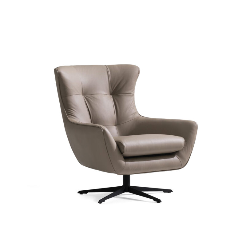 maserati swivel ivory leather accent armchair overall view on a white background