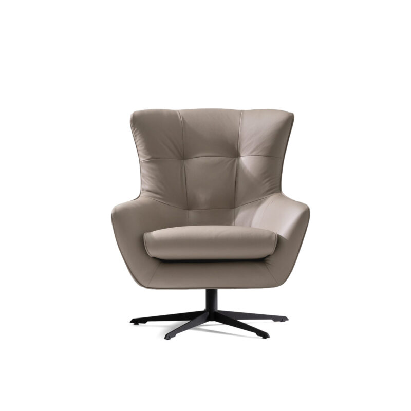 maserati swivel ivory leather accent armchair front view on a white background