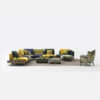 Luxury modular living room set with bold colors on a white background from LEOPARD Furniture Canada.
