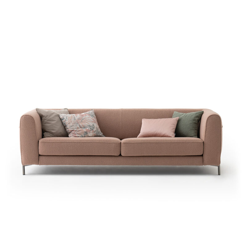 amour sofa pink color front view