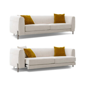 amour sofa white color overall view showing the pull out function