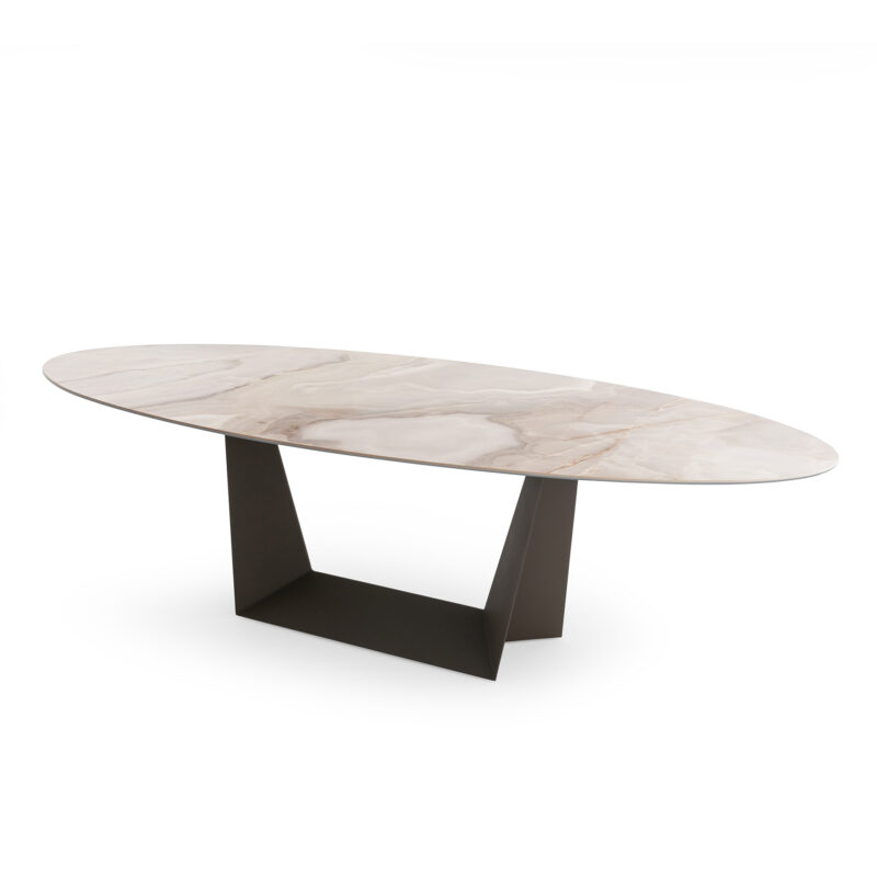 luxury oval stone dining table
