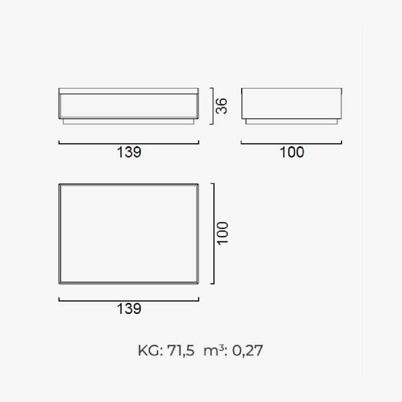 luis coffee table dimensions