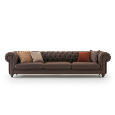 Aspendos Chesterfield Sofa in Classic Brown leather - Online Collection