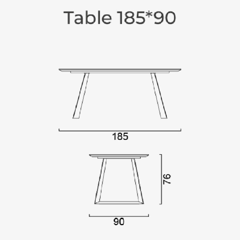 como dining table 185x90 dimensions