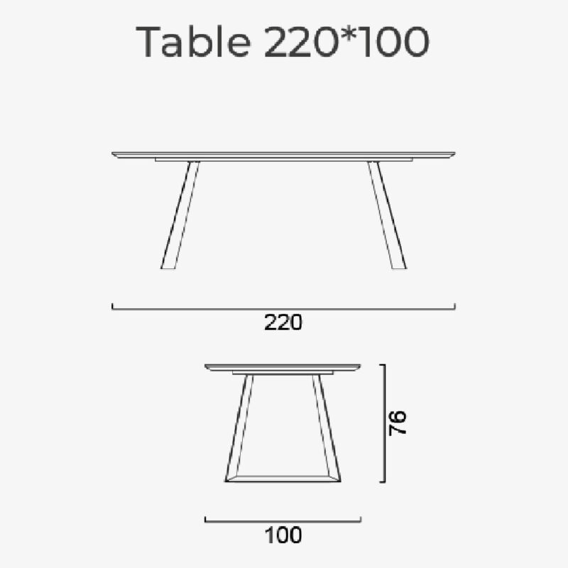 como dining table 220x100 dimensions