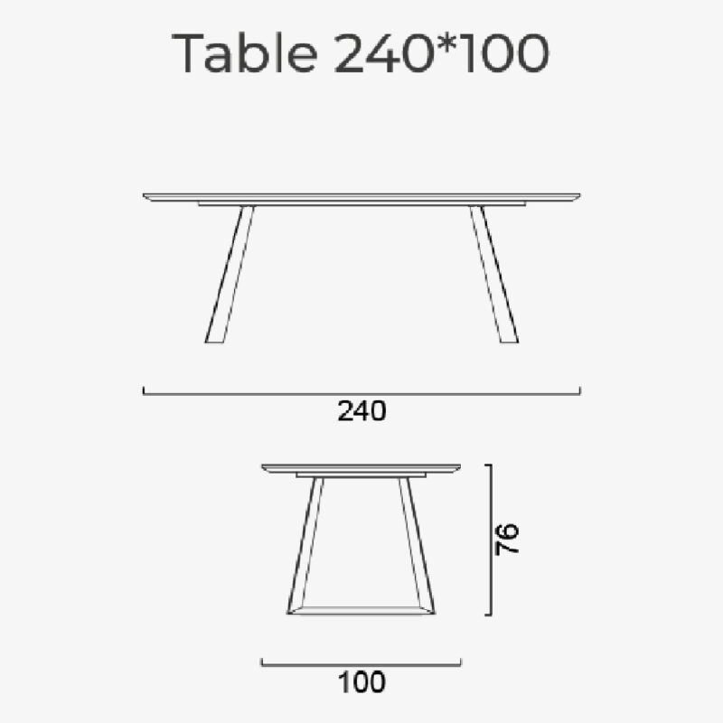 como dining table 240x100 dimensions