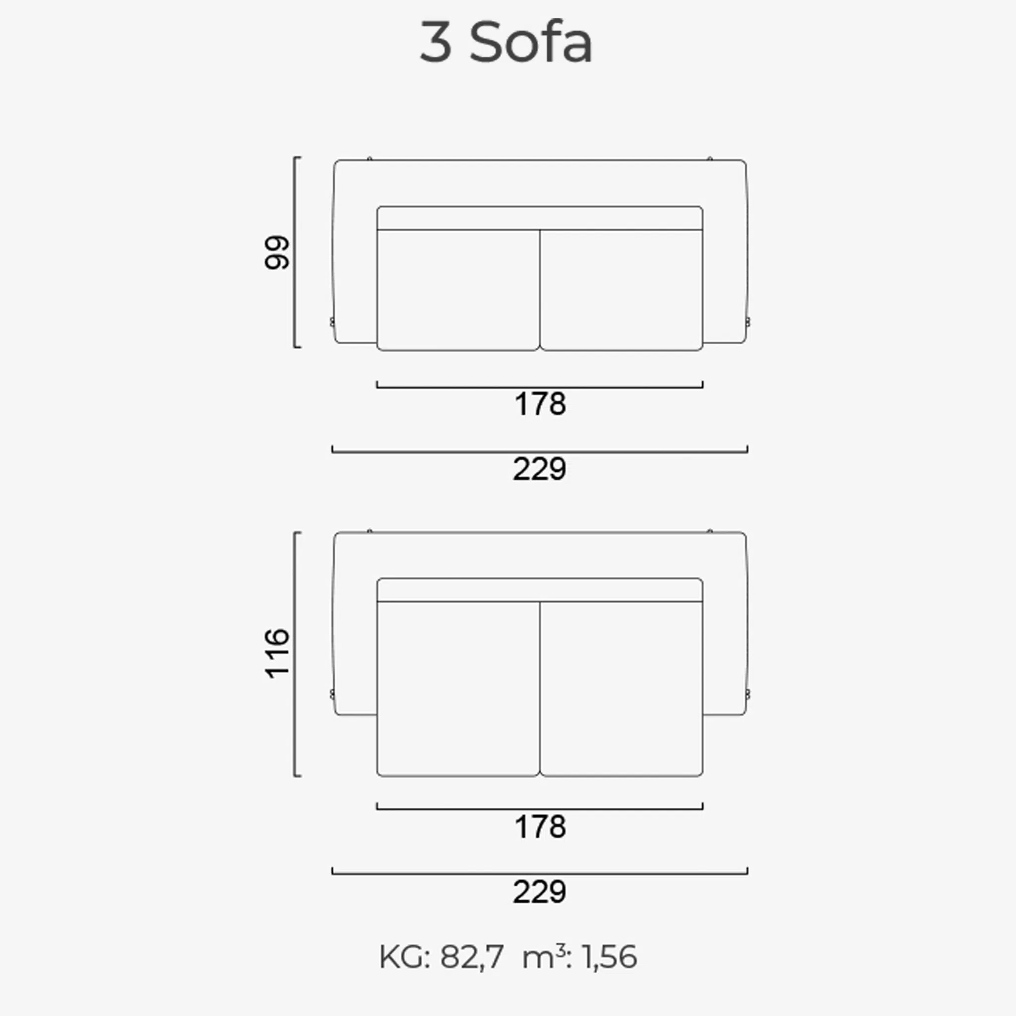 amour sofa dimensions