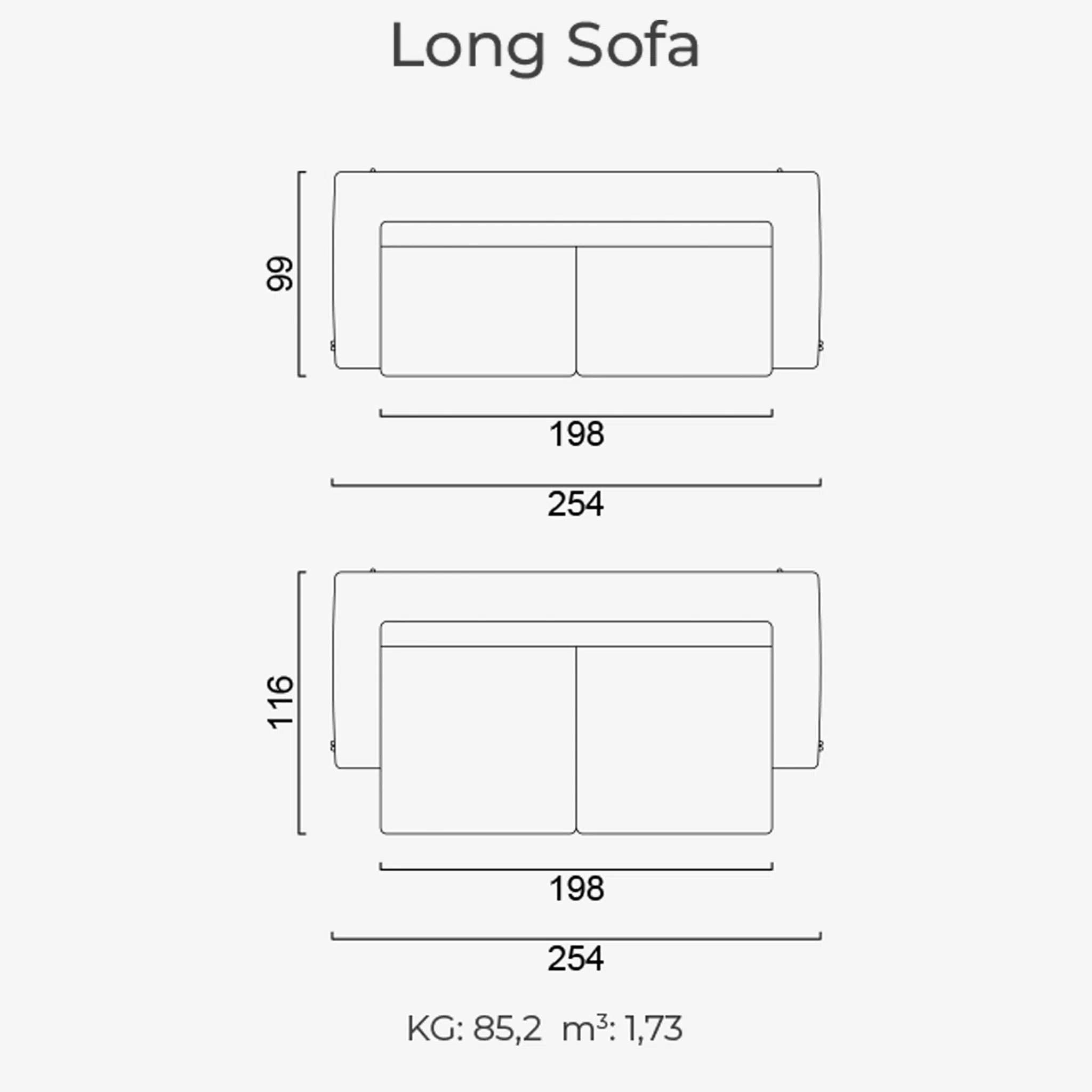amour sofa dimensions