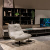 Zen Swivel leather Accent Chair in a light gray color - in a contemporary style living room