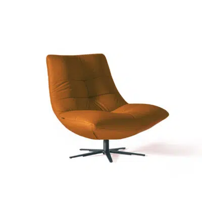 Zen Swivel Accent Chair in cognac color - Full View