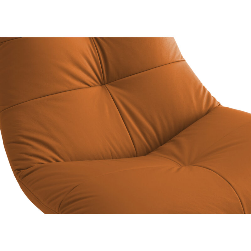 zen swivel accent chair cognac color polyester fabric upholstery detailed view